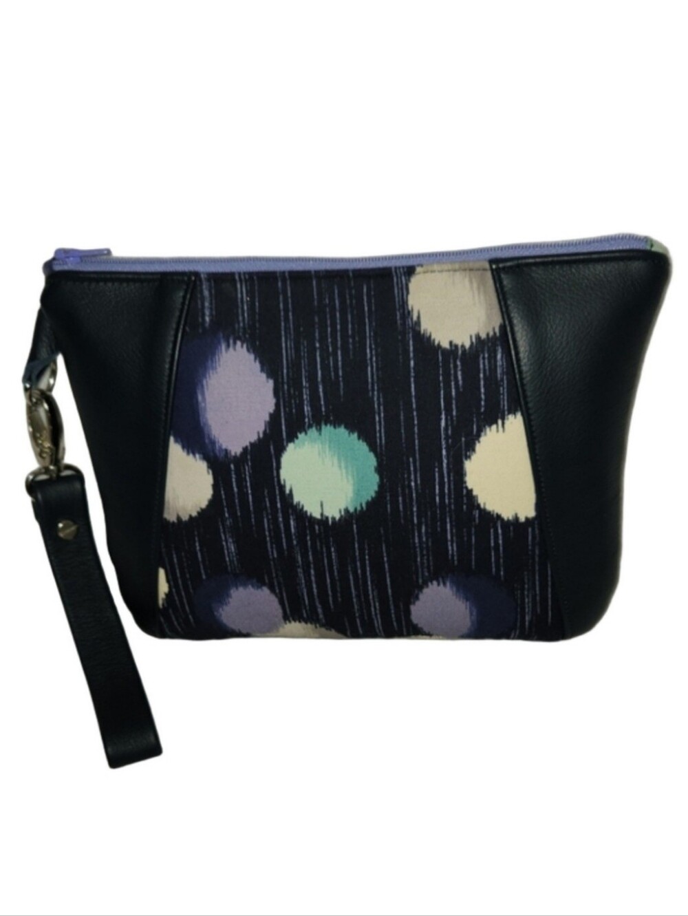 Navy Dot Wristlet Clutch OOAK